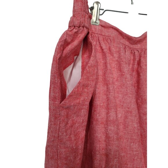 Loft Womens Red Linen Blend A-Line Skirt Medium Elastic Waist Lightweight & Brea - Picture 3 of 8